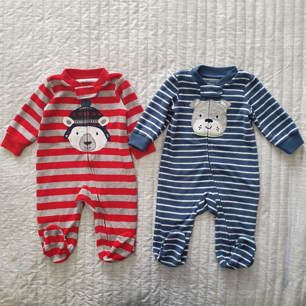 Carter's Baby Boy Fleece Footed Sleepers Size 3 Months